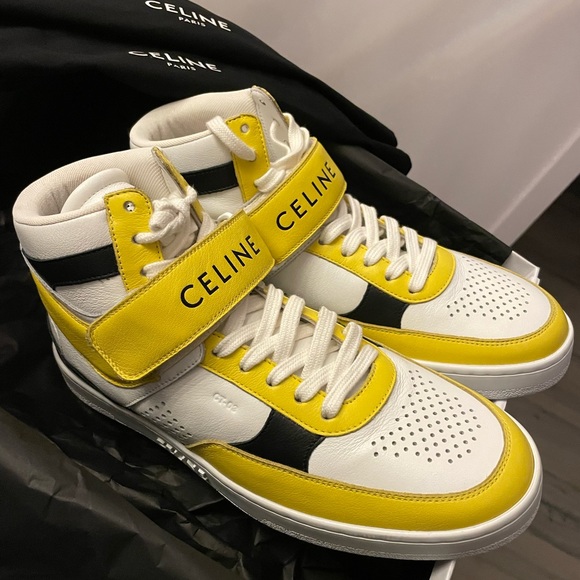 CELINE 🖤 Leather Velcro High Top Sneakers - Men’s Size 41 / Women’s Size 9 - Picture 12 of 13